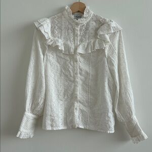 En Saison Boho Eyelet Button Up Blouse